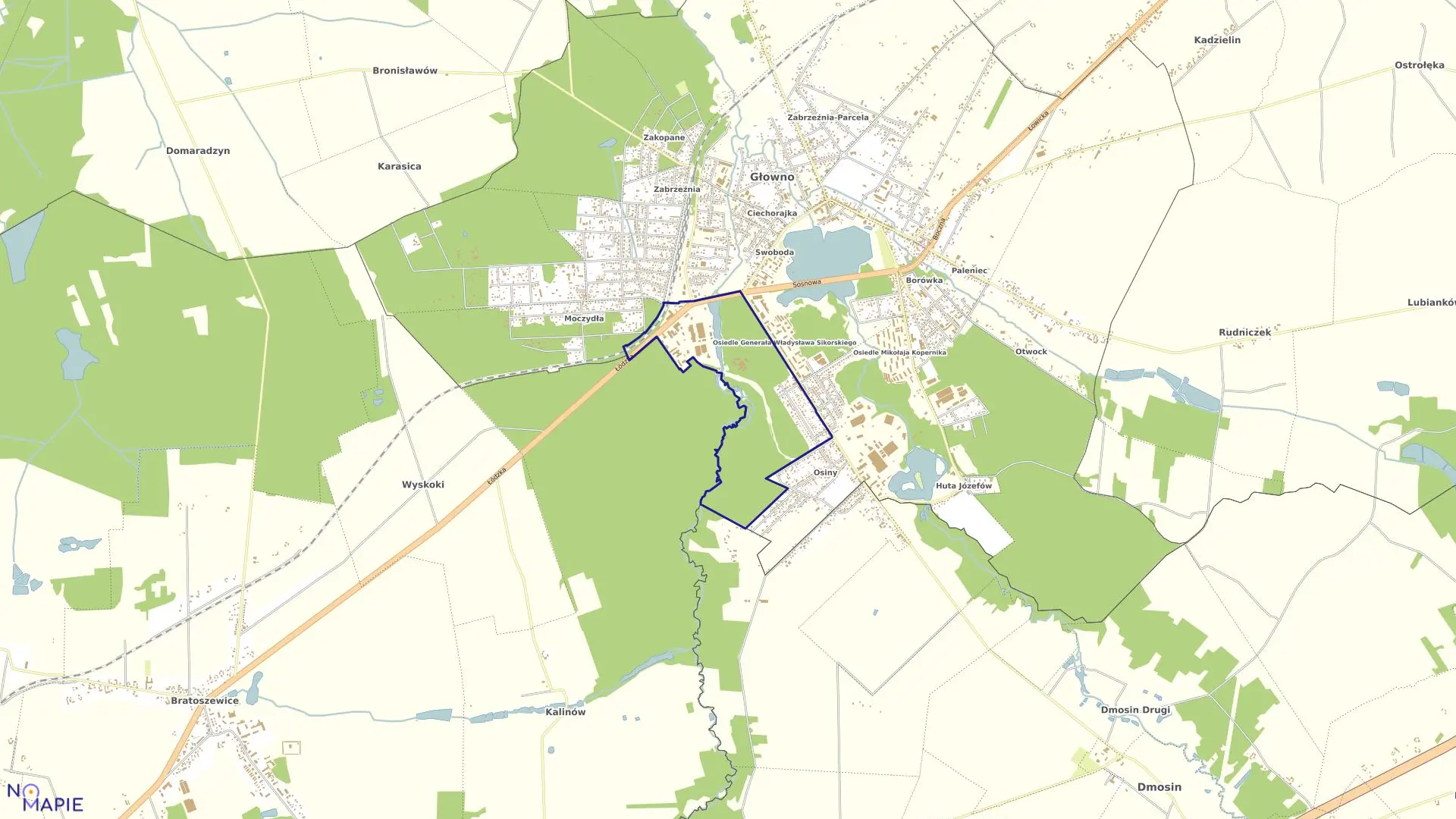 Mapa obrębu GŁOWNO 10 w mieście Głowno