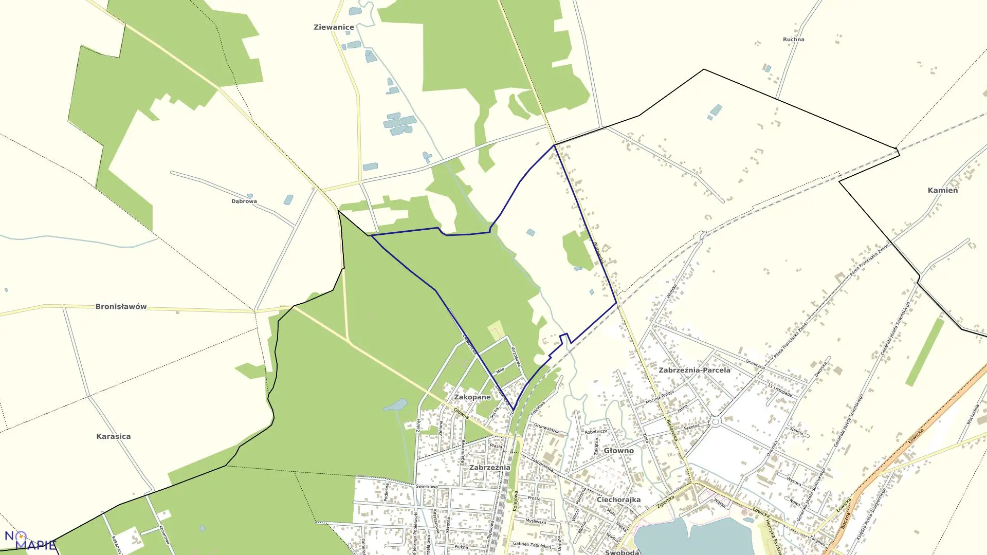 Mapa obrębu GŁOWNO 5 w mieście Głowno