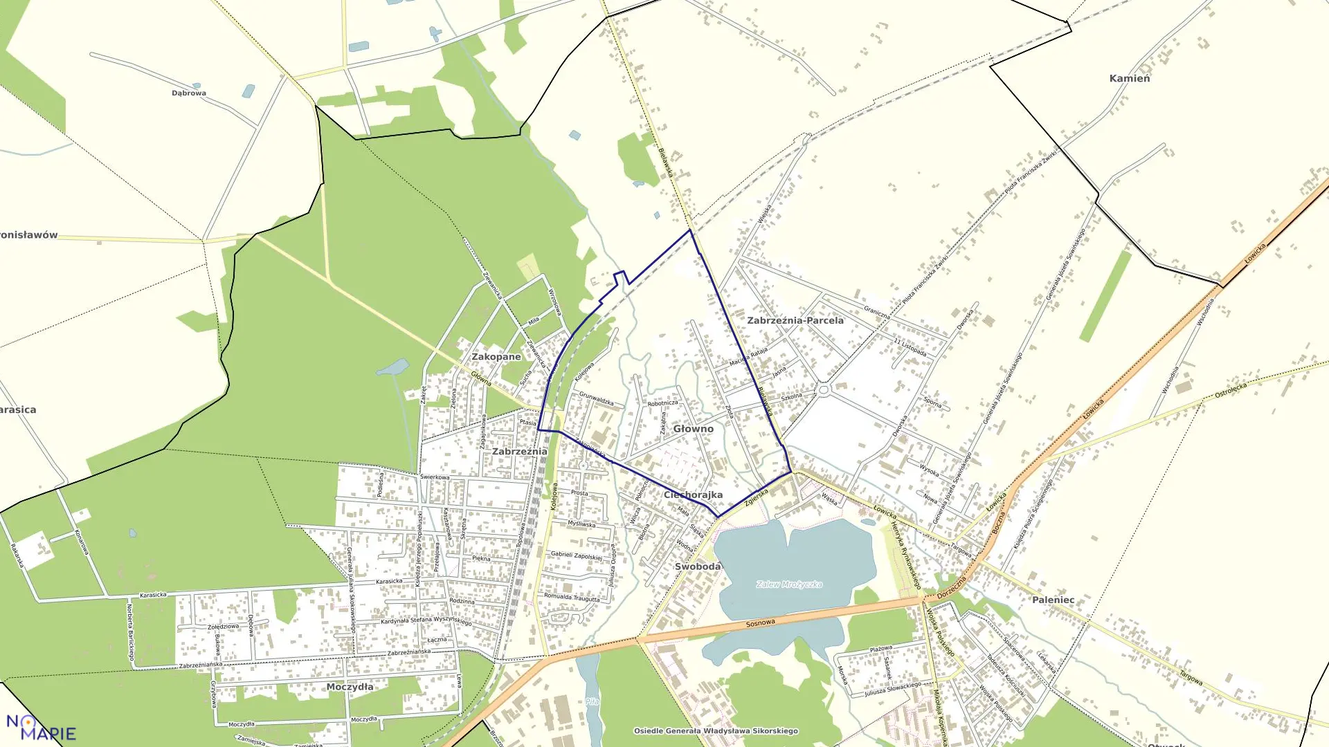 Mapa obrębu GŁOWNO 7 w mieście Głowno