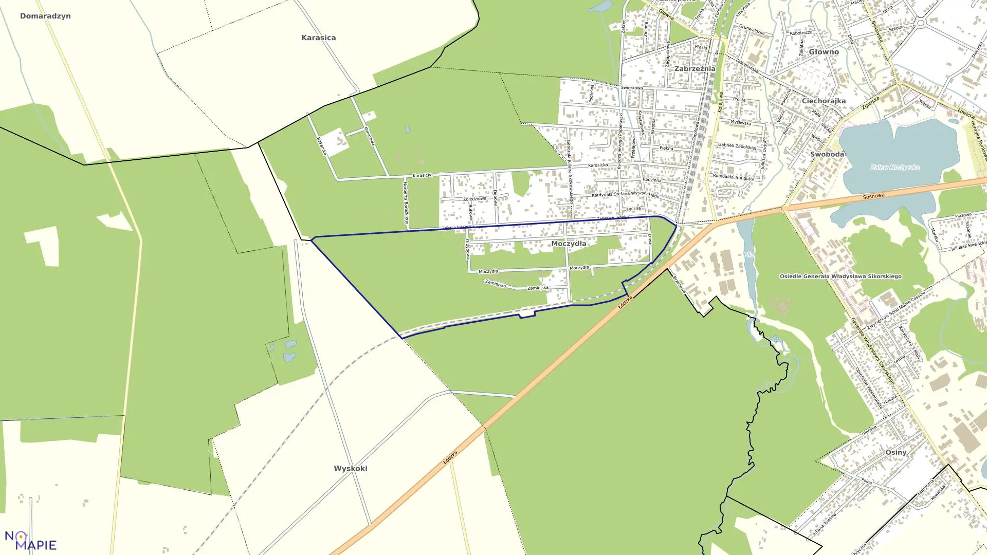 Mapa obrębu GŁOWNO w mieście Głowno